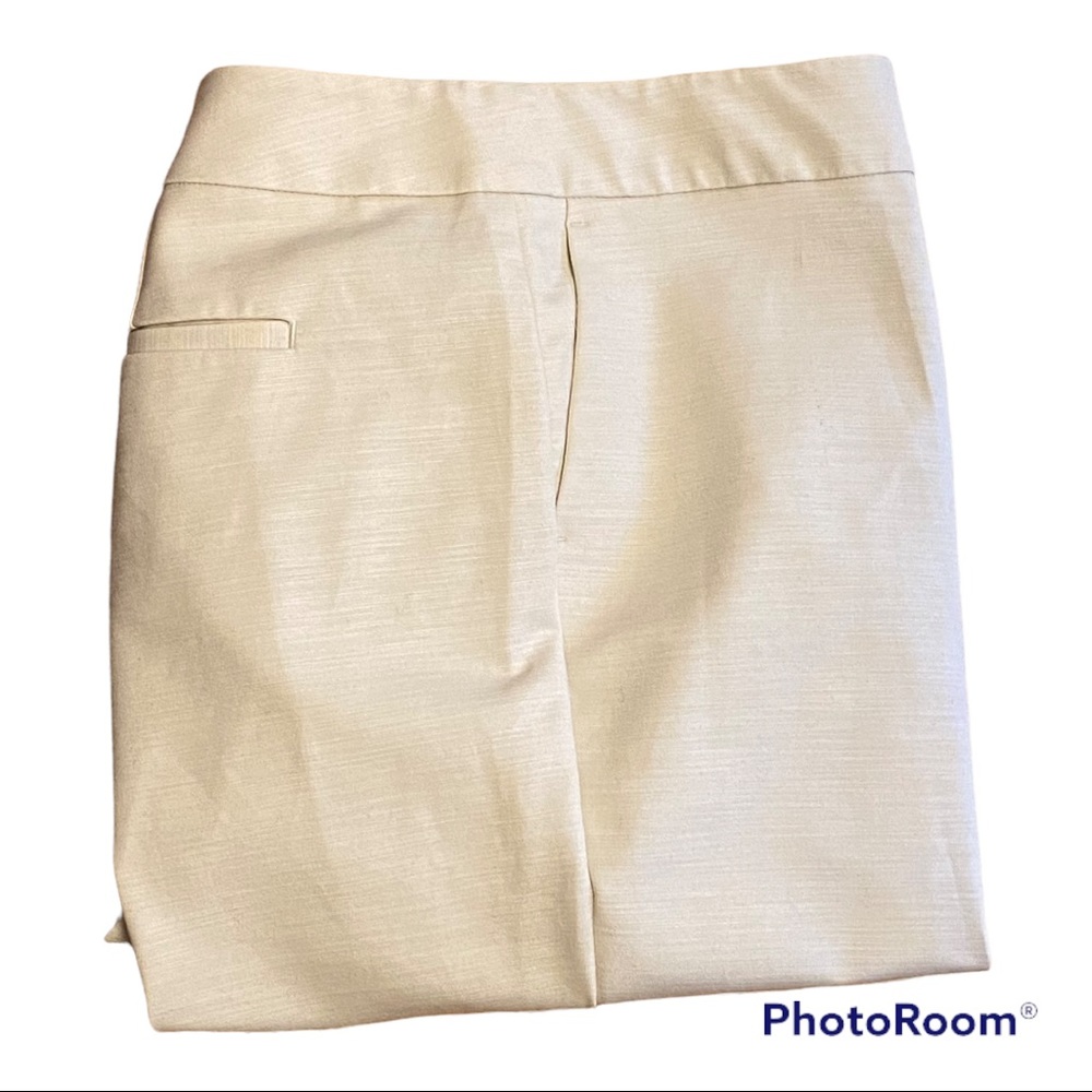 Anne Taylor Signature Ivory Cotton Stretch Trouser Pants Size 16 Career Office